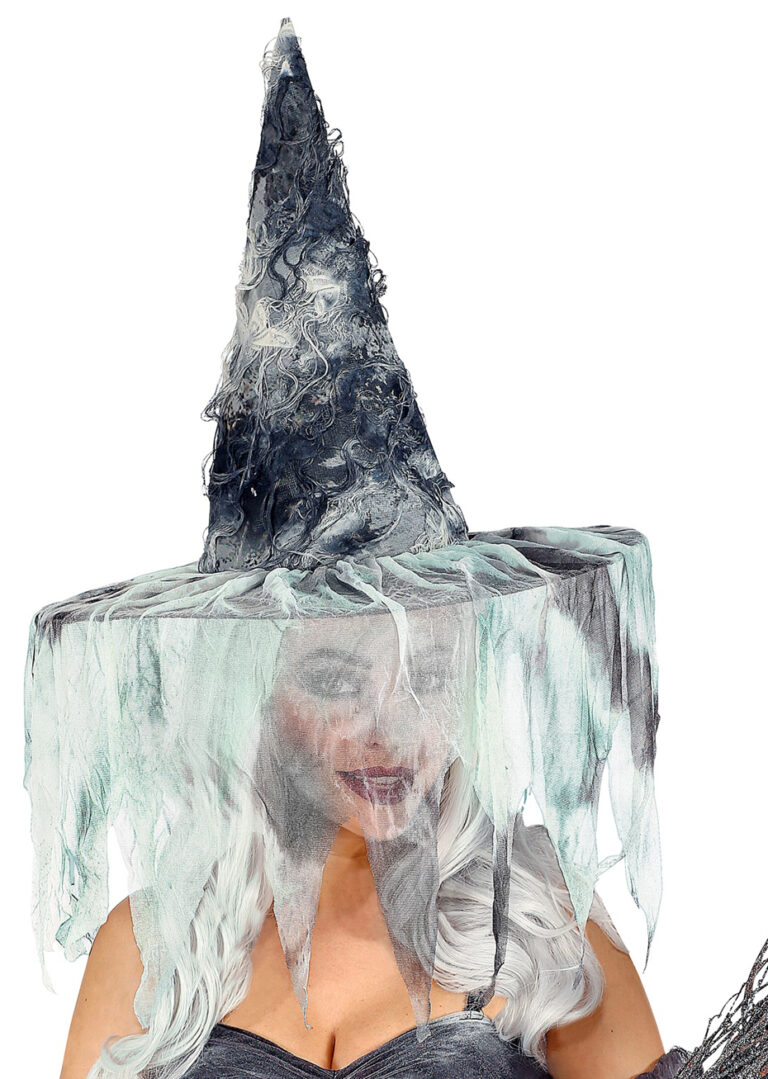 Chapeau De Sorcière En Dentelle Noire Avec Cornes Pointues - Déguisement Halloween Adulte Femme | Tissu Oxford, Pliable, Pour Fête Et Cosplay - 11