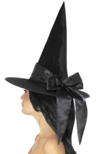 chapeaux halloween, chapeaux de sorcière, accessoires sorcières, déguisement de sorcière, chapeaux de sorcellerie, chapeau de sorcière pour halloween, beau chapeau de sorcière, Chapeau de Sorcière, Noeud Satin Noir