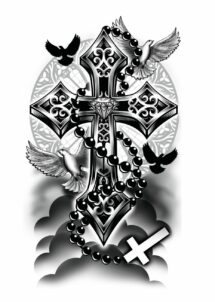 faux tatouage croix, tatouage éphémère, tatouage temporaire, Faux Tatouage Croix Gothique et Colombes