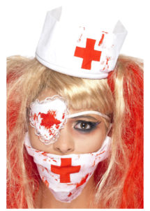 kit d'infirmière zombie, infirmière zombie halloween, masque d'infirmière ensanglantée, infirmière croix rouge halloween, Kit Infirmière Zombie Ensanglantée