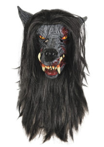 masque de loup halloween, masque de loup garou, masque de loup effrayant halloween, Masque de Loup Garou, Longs Poils, Latex