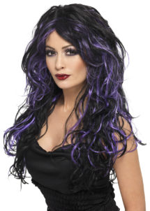 perruque noire et violette, perruque femme, perruque gothique, perruque halloween femme, Perruque Gothic Bride, Noire et Violette