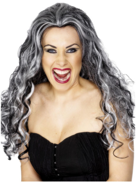 perruque grise femme, perruque renaissance grise, perruque halloween femme, perruque femme, Perruque Renaissance Vamp, Grise