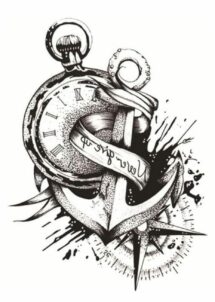faux tatouage ancre marine, tatouage éphémère ancre marine, Faux Tatouage Ancre, Boussole et Montre Gousset