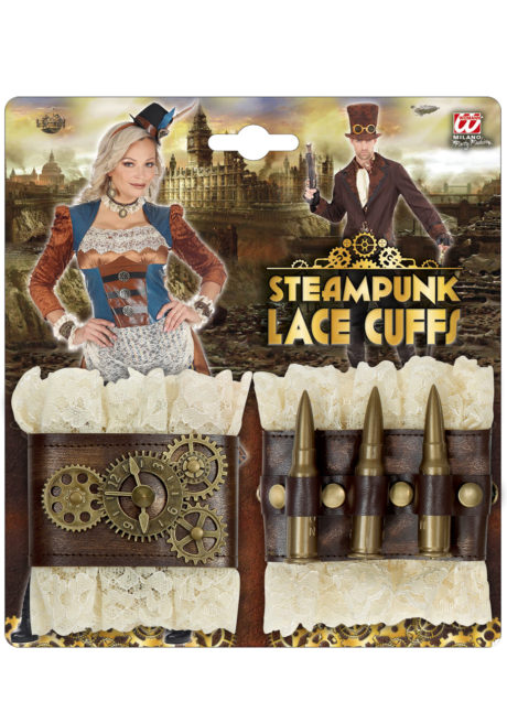 accessoire steampunk, accessoire déguisement steampunk, accessoire déguisement halloween, manchettes steampunk, Manchettes Steampunk, avec Rouages et Balles