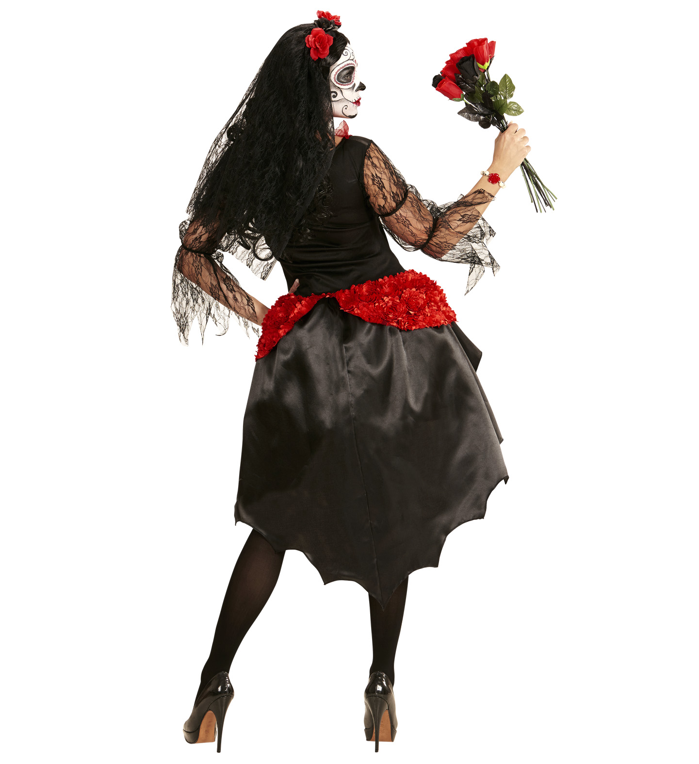 Déguisement Jour des Morts, avec Voile et Fleurs Aux Feux de la Fête Paris