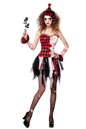 déguisement arlequine sinistre, déguisement clown halloween femme, déguisement halloween femme, déguisement de clown arlequin sinistre Déguisement Clown Arlequine Sinistre