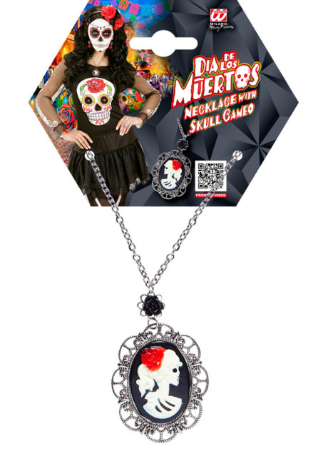 collier jour des morts, collier dia de los muertos halloween, bijoux halloween, accessoire déguisement halloween, collier halloween jour des morts, Collier Jour des Morts, Médaillon Mexicain