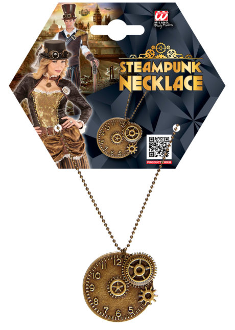 collier steampunk, accessoire steampunk, accessoire halloween, bijoux steampunk, Collier Steampunk, Médaille Rouages sur Chaine