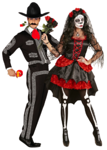 déguisement couple jour des morts, déguisement duo jour des morts Halloween, Déguisement Couple Fête des Morts, Catrina et Mariachi