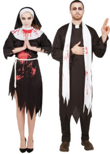 déguisement couple halloween, déguisement religieux zombie, déguisement zombie religieux, déguisement zombie curé, déguisement zombie nonne, Déguisements Couple, Curé et Nonne Zombies