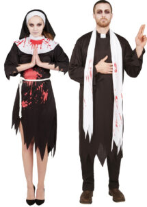 déguisement couple halloween, déguisement religieux zombie, déguisement zombie religieux, déguisement zombie curé, déguisement zombie nonne