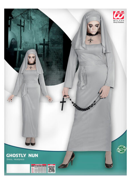 déguisement nonne grise, costume de nonne halloween, Déguisement de Bonne Soeur, Nonne Fantôme Grise