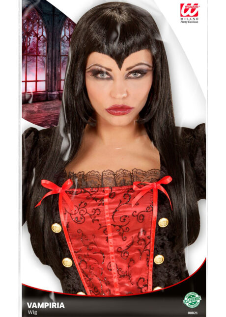 perruque noire, perruque femme halloween, perruque halloween femme, perruque vampire, Perruque Vampiria, Noire