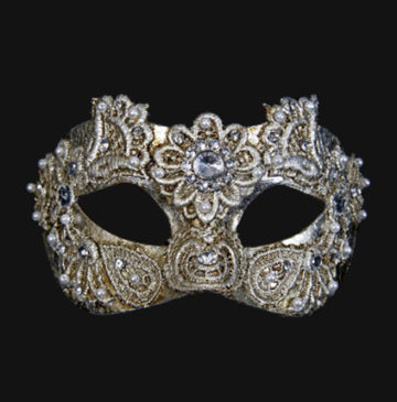 masque vénitien, loup vénitien, masque carnaval de venise, masque vénitien déguisement, accessoire déguisement carnaval de venise, déguisement carnaval de venise, masque vénitien fait main, masque macramé Vénitien, Civette Macramé, Argent et Brillants