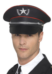 casquette militaire, casquette militaire déguisement, casquette colonel, casquette déguisement, casquette armée, casquette de militaire, Casquette Militaire Noire, avec Etoile Brodée Argent