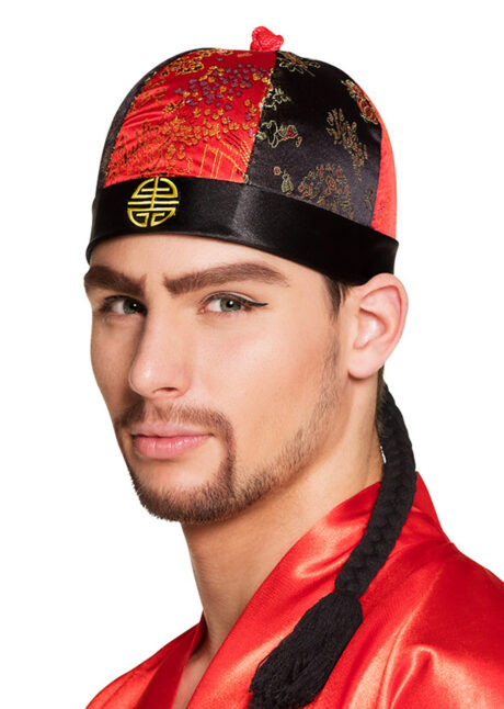 chapeau chinois, chapeau nouvel an chinois, chapeau chinois tresse, Chapeau Chinois, Tissu Satiné et Tresse