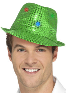 chapeau vert, chapeaux paillettes, chapeaux borsalino paillettes, chapeaux borsalino paris, chapeaux années 30 paris, chapeaux de fête, accessoires chapeaux, chapeaux lumineux, chapeaux clignotants, chapeaux led, chapeaux de fête, Chapeau Paillettes Sequins, Lumineux, Vert