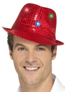 chapeau rouge, chapeaux paillettes, chapeaux borsalino paillettes, chapeaux borsalino paris, chapeaux années 30 paris, chapeaux de fête, accessoires chapeaux, chapeaux lumineux, chapeaux clignotants, chapeaux led, chapeaux de fête