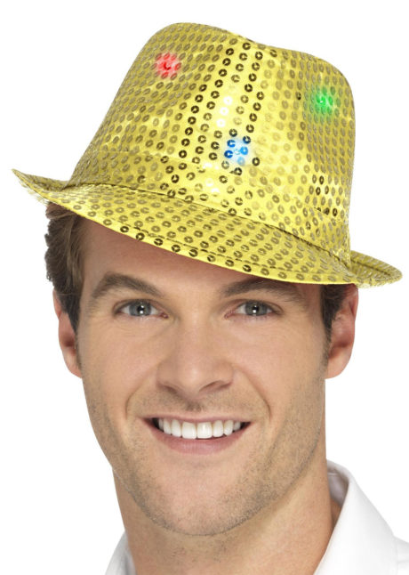 chapeau doré, chapeaux paillettes, chapeaux borsalino paillettes, chapeaux borsalino paris, chapeaux années 30 paris, chapeaux de fête, accessoires chapeaux, chapeaux lumineux, chapeaux clignotants, chapeaux led, chapeaux de fête, Chapeau Paillettes Sequins, Lumineux, Doré