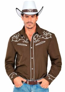 chemise de cowboy, déguisement de cowboy, chemise western, déguisement cowboy homme, Chemise Cowboy Marron Brodée – Style Western