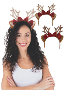 serre tête de Noël, cornes de renne de Noël, Cornes de Renne, Paillettes Glitter