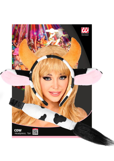cornes de vache, kit déguisement de vache, accessoire déguisement de vache, queue de vache, cornes et queue de vache, accessoires déguisement de vache, Kit de Vache, Cornes et Queue
