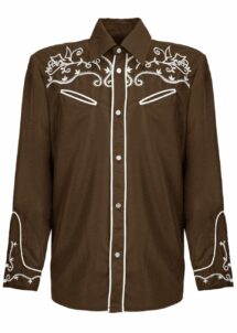 chemise de cowboy, déguisement de cowboy, chemise western, déguisement cowboy homme, Chemise Cowboy Marron Brodée – Style Western