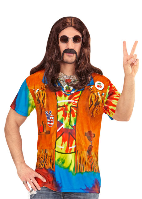 tea shirt de hippie, accessoire hippie déguisement, T-shirt 3D de hippie, T-shirt imprimé hippie, déguisement de hippie, accessoire hippie déguisement, gilet de hippie, Déguisement de Hippie, T-shirt Imprimé 3D