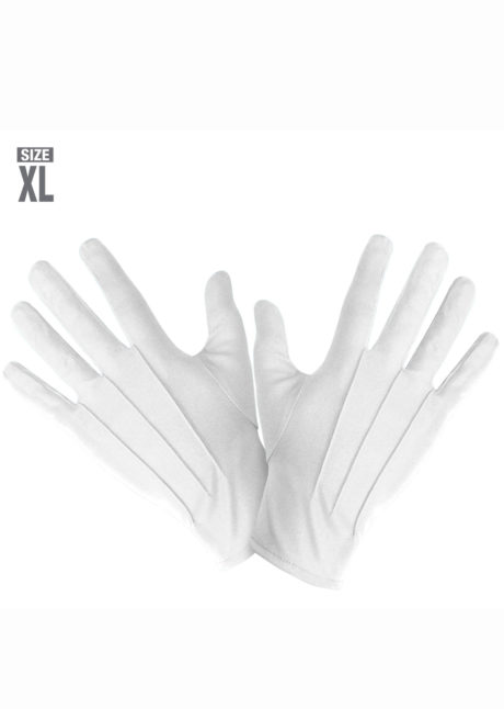 gants blancs pour homme, gants de père noël, gants blancs XL, gants de déguisement pour homme, gants blancs grande taille, gants courts taille homme, Gants Courts, Blancs, Taille XL