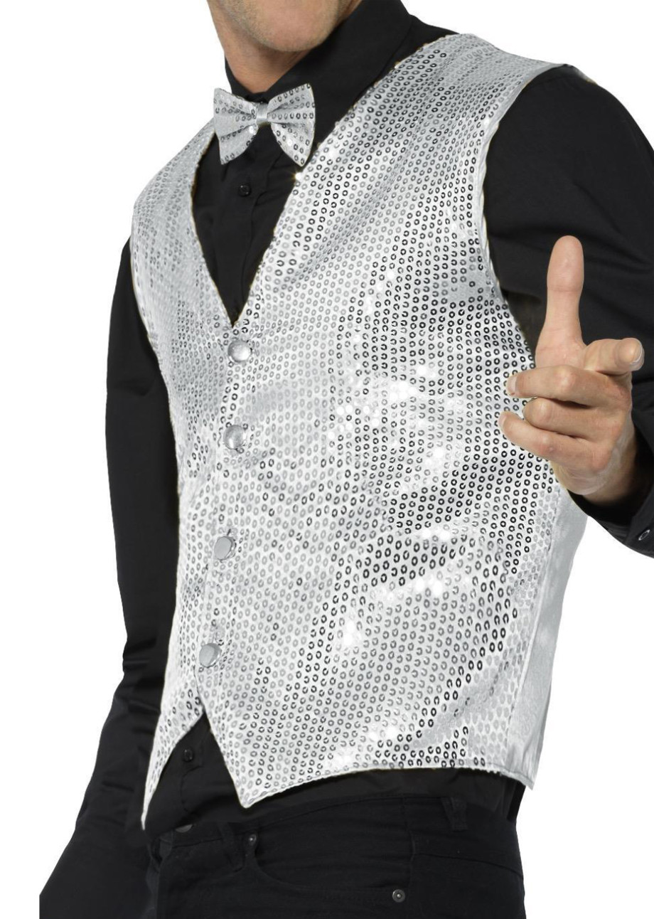 Gilet Con Paillettes Da Uomo, Senza Maniche, Con Brillantini, Per - Foto 11