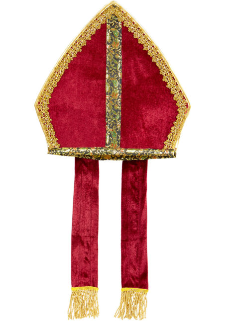 mitre de cardinal, mitre d'évêque, chapeau de cardinal, accessoire déguisement saint nicolas, mitre de saint nicolas, mitre de cardinal, Mitre de Cardinal, Velours, Broderies et Liserés Or