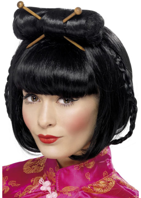 perruque chinoise, perruque japonaise, perruque asie, perruque noire, perruque de gesiha, perruque de geisha asiatique, Perruque de Geisha Asiatique, Noire