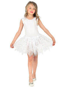 tutu pour enfant, tutu de déguisement enfant, tutu fille déguisement, déguisement danseuse fille, tutu blanc à paillettes