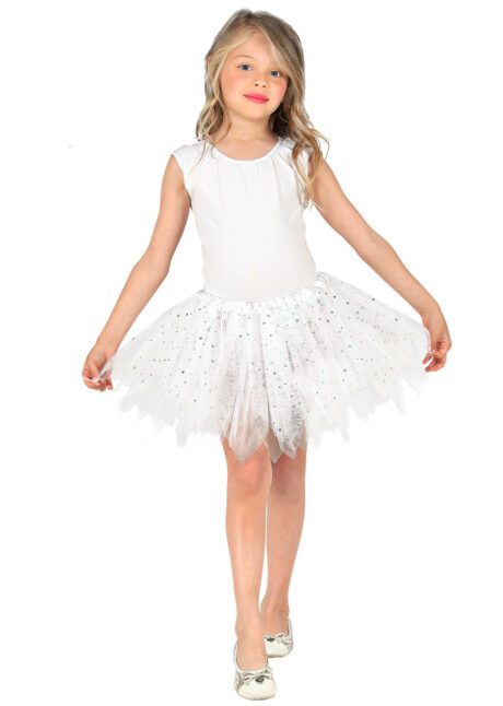 tutu pour enfant, tutu de déguisement enfant, tutu fille déguisement, déguisement danseuse fille, tutu blanc à paillettes, Tutu Blanc à Paillettes, en Tulle, Fille