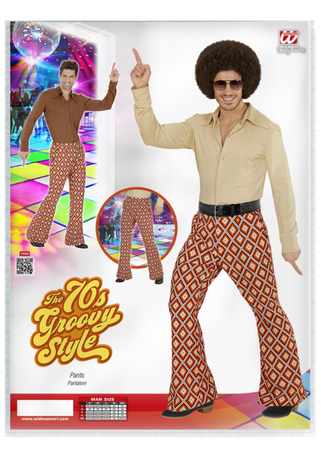 soirée disco, déguisement disco, pantalon pattes d'eph, pantalon disco, pantalon pattes d'éléphant, pantalon années 70 homme, pantalon homme disco, Pantalon Disco Groovy, Rhombus