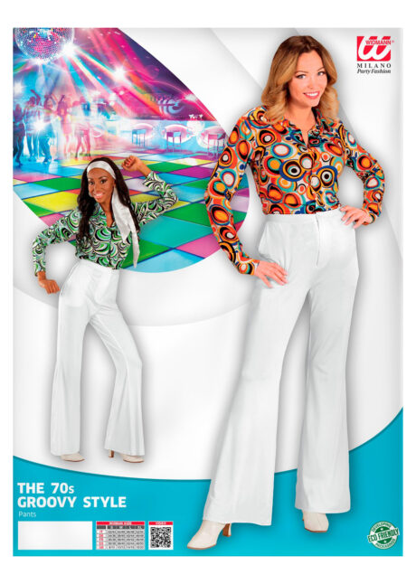 pantalon disco femme, pantalon blanc disco, pantalon pattes d'eph, pattes deff, Pantalon Disco Groovy Femme, Blanc