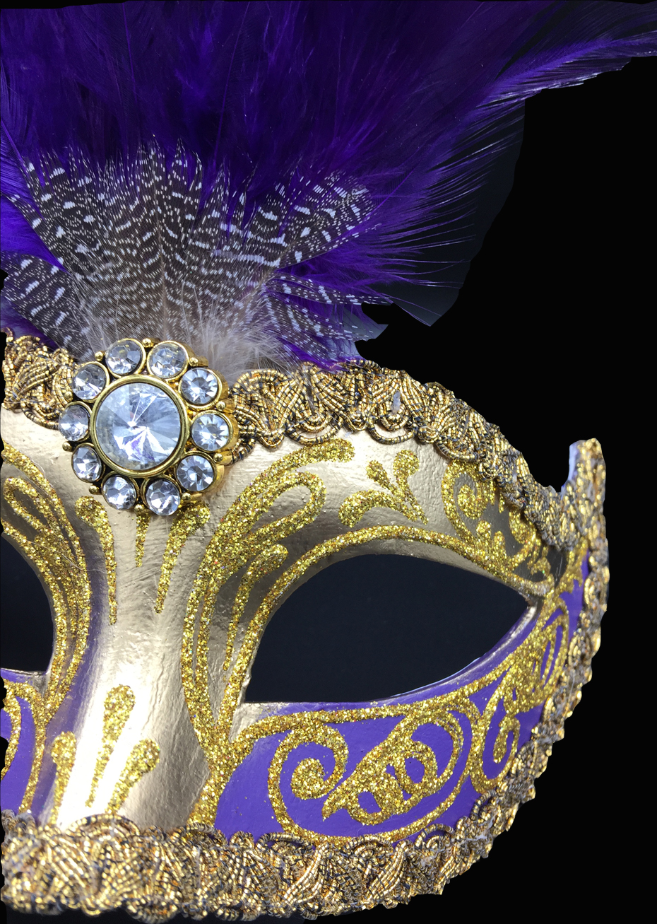Vénitien, Colombina Sissi à Plumes, Violet - Aux Feux de la Fête - Paris