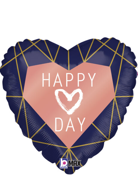 ballon saint Valentin, ballon coeur happy Saint Valentin, ballon coeur aluminium, Ballon Coeur Navy Happy Love Day, en Aluminium