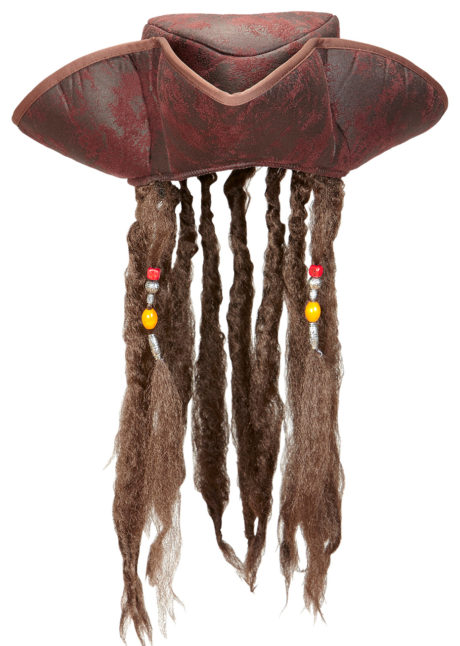 chapeau de pirate avec cheveux, chapeau pirate des Caraïbes, chapeau dreadlocks pirate, accessoire pirate des Caraïbes déguisement, Chapeau de Pirate, avec Cheveux Dread et Perles