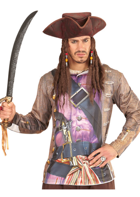 chapeau de pirate avec cheveux, chapeau pirate des Caraïbes, chapeau dreadlocks pirate, accessoire pirate des Caraïbes déguisement, Chapeau de Pirate, avec Cheveux Dread et Perles