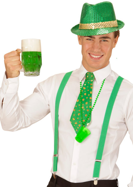 collier verre à shot saint Patrick, accessoire saint patrick, collier avec verre à shot, accessoire humour saint patrick, accessoire déguisement saint patrick, Collier Verre à Shot, Vert Fluo