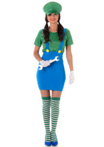 déguisement luigi femme, costume de luigi pour femme, mario et luigi, déguisement héros femme, déguisement de luigi pour femme, Déguisement de Luigi, Miss Plombier