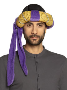 chapeaux oriental, coiffe orientale, chapeaux aladin, chapeaux orientals paris, coiffes orientales, chapeau doré paris, accessoire oriental, turban oriental, Chapeau de Sultan Oriental, Rubans Violets