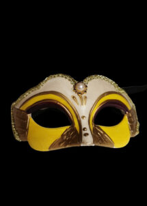 masque vénitien, loup vénitien, masque carnaval de Venise, Masque Loup Vénitien, Cabochon Jaune et Prune