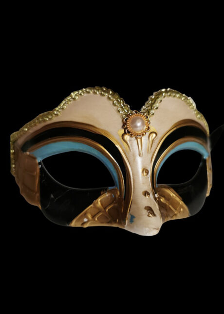 masque vénitien, loup vénitien, masque carnaval de Venise, Masque Loup Vénitien, Cabochon Noir et Bleu Ciel