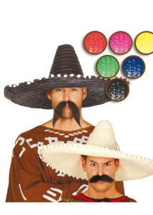 sombrero mexicain, sombreros, chapeaux sombreros mexicain, accessoires déguisement mexicain, déguisement mexicain, Sombrero Mexicain en Paille, avec Pompons, 61 cm