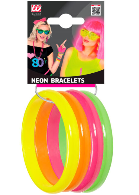 bijoux années 80, bracelets pour thème disco, Aux Feux de la Fête, Paris, Bracelets Années 80, Plastique Acidulé, x 4