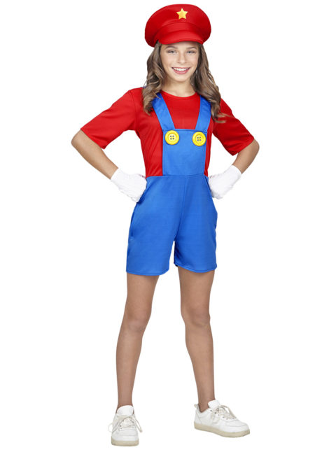 déguisement mario fille, costume de super mario enfant, déguisement plombier, Déguisement Mario Girl, Fille