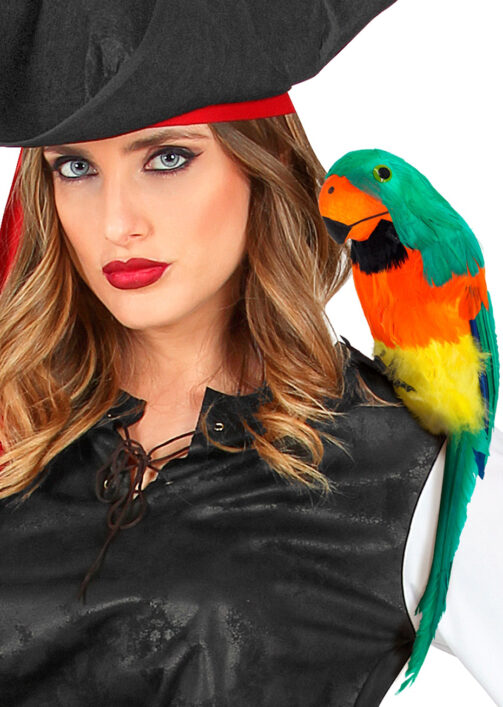 Perroquet En Peluche Pour Épaule – Costume Pirate, Halloween, Cosplay – Accessoire Tropical 20 Cm – Très Doux